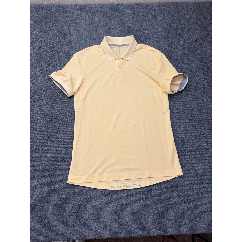 Lululemon Evolution Polo Shirt Yellow Short Sleeve Mens Golf Top Size M